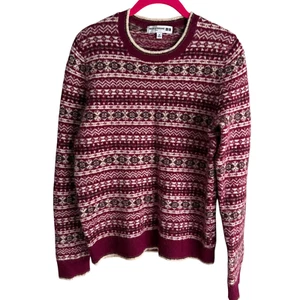 INES DE LA FRESSANCE by Uniqlo Burgunder Fair Isle Damen Wollmischung Pullover, M - Bild 1 von 4