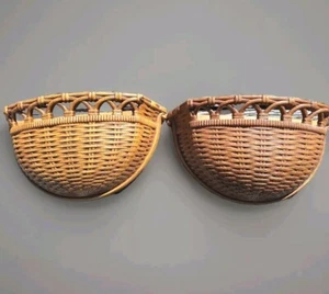Lote de 2 canastas de pared de mimbre sintético interior hogar vintage HOMCO jardinera MCM - Imagen 1 de 13
