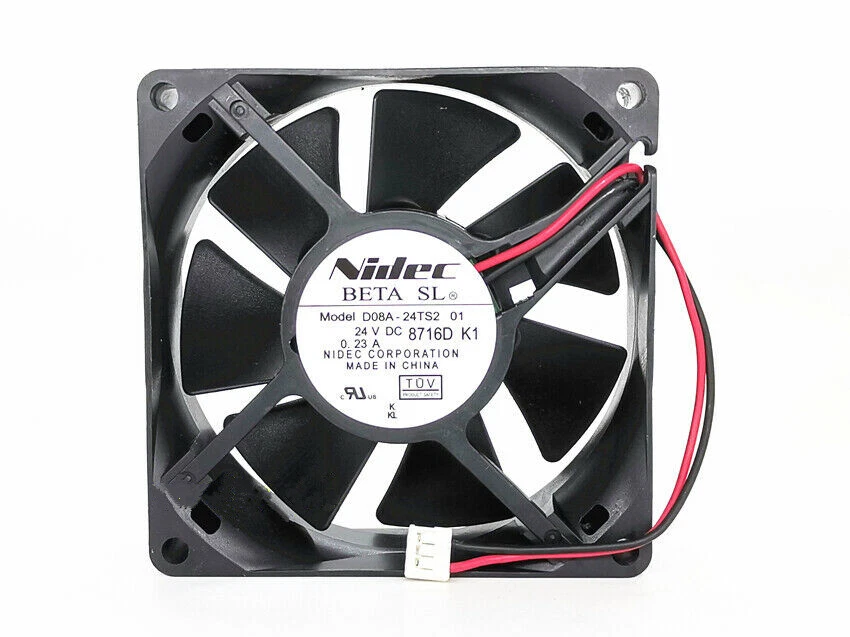 Original Nidec D08A-24TS2 01 DC 24V 0.23A 80mmX25mm 2-Pin Inverter Cooling Fan - Image 1 of 4
