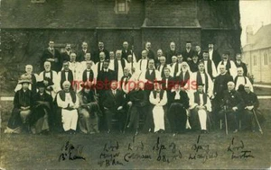 REAL PHOTO POSTCARD GROUP AT CONCECRATION OF COLLEGE CHAPEL SALTLEY WARWICKSHIRE - Picture 1 of 2