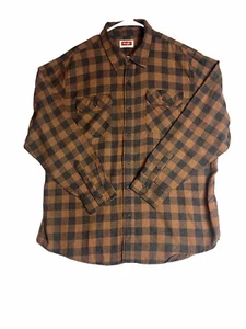 Camisa Wrangler Para Hombres XL Ropa de Trabajo Abotonada Marrón Cuadros Algodón Pesado - Imagen 1 de 11