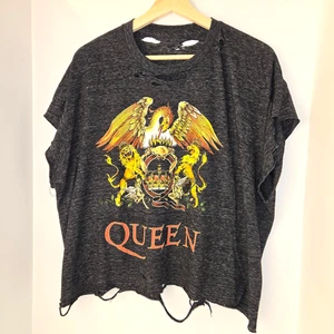 QUEEN T-Shirt schwarz/dunkelgrau ärmellos mit Wappen Logo distressed Unisex XXL - Bild 1 von 9