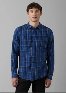 Camisa Prana Para Hombres Pequeña Alta Dolberg Azul Franela a Cuadros Camisa Abotonada - Imagen 1 de 3