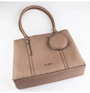 Guess Large Latte Tote Bag Logo Print Shoulder Handbag Faux Leather - Picture 1 of 2
