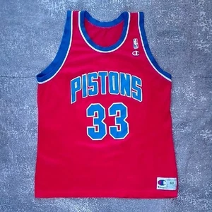 Vintage Grant Hill Champion Red Pistons Jersey #33 SIZE 48 - Picture 1 of 9