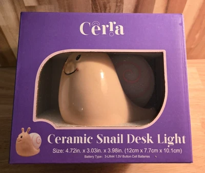 Lámpara de Escritorio Cerra Cerámica CARACOL Estatuilla Bronceada con Luz LED Blanca + Roja NUEVA Foto 1 de 4