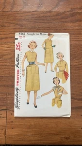Vintage 50s Simplicity 4365 Size 16 Bust 34 Tunic Dress, Shift Dress, Cut - Picture 1 of 3