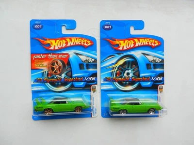 Hot Wheels 2 SUPERBIRD'S #1 VERDE ATREVIDO 1970 PLYMOUTH SUPERBIRD CON VARIACIÓN POSTERIOR ¡LEER!! Foto 1 de 3