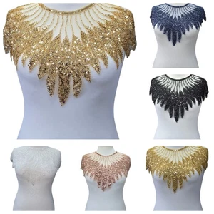 FCL Pailletten und Perlen Kragen Applikation bestickt Zum Selbermachen Kleidung Accessoire Nähen - Bild 1 von 35