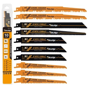 10 Pack Reciprocating Saw Blade Set, Premium 6 to 9 Inch Wood & Metal Cutting... - Picture 1 of 7