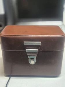 Vintage Brown Leather Camera Bag - Hard Case with Shoulder Strap - Picture 1 of 6