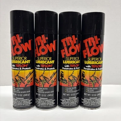 Lot Of 4 Tri-Flow General Purpose Lubricant Spray Cans 12 oz NOS 1995 New - Image 1 of 4