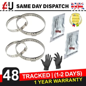 2X CV BOOT CLIPS STAINLESS STEEL SET AXLE CV JOINT CLAMP UNIVERSAL & 85G GREASE - Picture 1 of 9