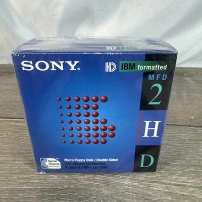 Paquete de 10 disquetes Sony de 3,5" 10MFD-2HD CF IBM formateados sellados Foto 1 de 4