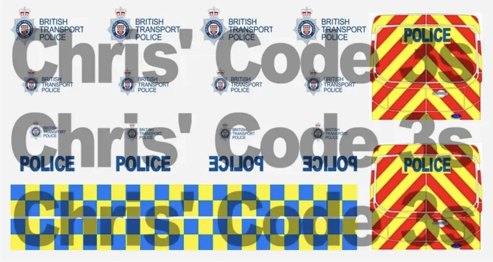 Code 3 Adhesive Vinyl Decals Greenlight 1/64 Transit Jumbo - Transport Police - Image 1 of 1