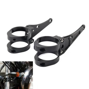 58MM Motorcycle Headlight Bracket Mount Clamp Fork Tube Holder For Harley Black - Picture 1 of 11