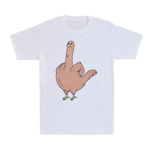 Chicken Middle Finger Funny Gesture Gift Rude Joke Vintage Men's Cotton T-Shirt - Picture 1 of 10