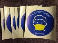 6 X Face Covering Required Stickers, Floor, Wall, Window, 210mm (8 Inch) Circle