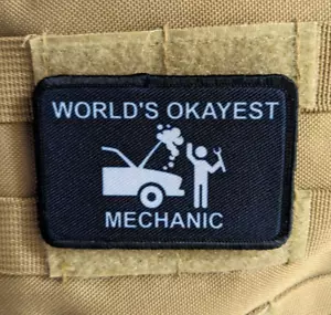 World's Okayest Mechanic Meme Moral Patch 2""x3"" Hook & Loop Taktisch - Bild 1 von 4