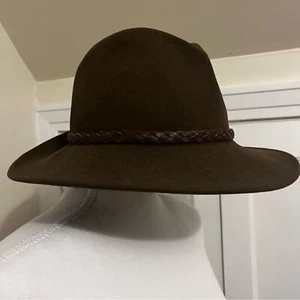 Brown Fedora Hat 100% Wool Made in USA small - Picture 1 of 7