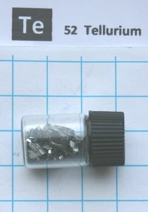 2 gram 99.999% Tellurium metalloid pieces in glass vial element 52 sample - Picture 1 of 3