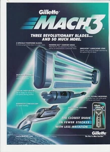 Gillette 1999 Druckwerbung 8""x11"" Mach 3 Rasiermesser - Bild 1 von 1