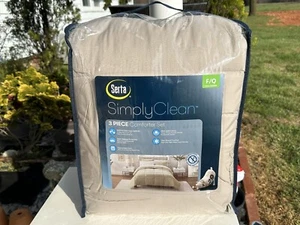 Serta Simply clean 3 piece Comforter set Size Full/Queen Coffee / Light Brown - Picture 1 of 9