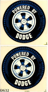 Powered By Dodge Vintage 60's Water slide decals Large Pair 4" x 4" - Picture 1 of 1