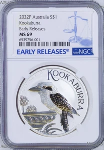 2022 P Australia Silver Kookaburra NGC MS 69 $1 1 oz Coin Blue ER Label PERFECT - Picture 1 of 2
