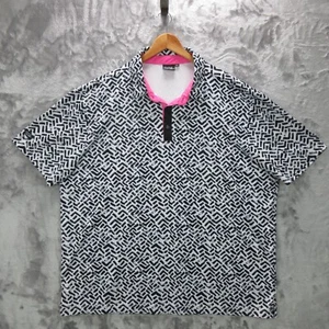 Sunday Swagger Polo Shirt Men's 3XL White Geometric Golf Beach Stretch - Picture 1 of 18