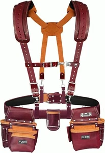 leather tool belts for men women with suspenders Framers Pouch Construction Rig - Picture 1 of 8