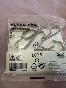 Neu Versiegelt Set 3 Ikea Kungsfors Edelstahl Metall Haken Halterungen - Bild 1 von 1