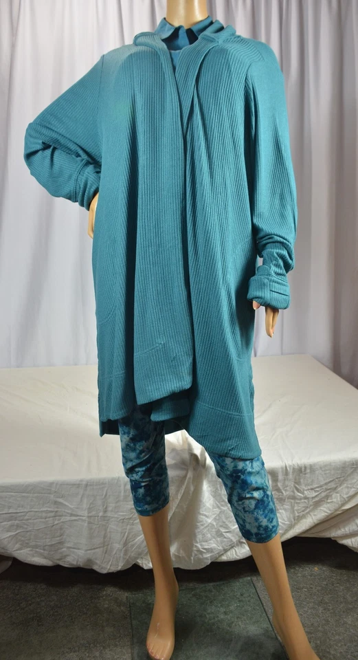 Athleta Sz XS Borealis Green Harmony Pose Wrap Cardigan Hooded #882495