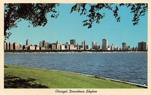Vintage Chicagos Innenstadt Skyline Lake Michigan unbespostte Postkarte - Bild 1 von 2