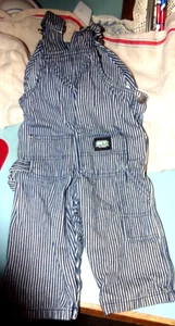 Key Youths Size 12M Blue/White Striped Denim Bib Overalls Very Good Condition - Picture 1 of 2