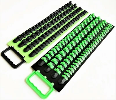 160pc GOLIATH INDUSTRIAL SOCKET STORAGE TRAY RAIL RACK HOLDER LIME GREEN BLACK Foto 1 de 3