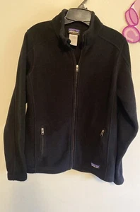 Patagonia Synchilla Women LARGE black Full Zip winter fleece Size Large Q4 - Picture 1 of 9