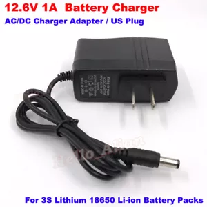 3S 12.6V 1A US Plug AC/DC Adapter Charger for Lithium Li-ion 18650 Battery Packs - Picture 1 of 12