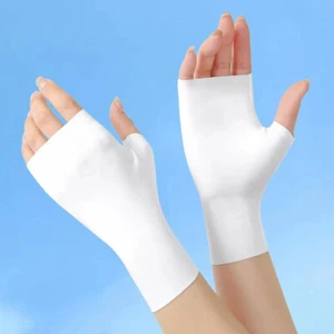 Women Fingerless Sun Protection Gloves Half Finger Sunscreen Anti-UV Gloves Soft - Picture 1 of 12