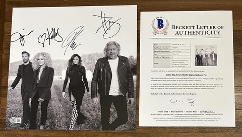 Little Big Town ENTIRE Band Signed 12x12 Photograph Vinyl Size BAS Beckett COA Cover