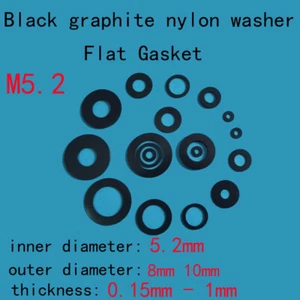 50 Stück M5.2 Schwarz Graphit Nylon Unterlegscheiben Flachdichtung 8 mm 10 mm Außendurchmesser 0,15 mm-1 mm dick - Bild 1 von 2