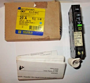 New Square D Circuit Breaker QO120VHAFI 20 A Arc-D-tect1-Pole 22 kA 120V - Picture 1 of 24