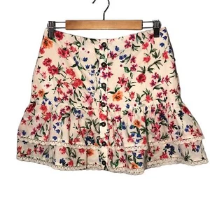 LOVERS + FRIENDS | Peony Floral 100% Cotton Tiered Marty Mini Skirt size M {NEW} - Picture 1 of 16