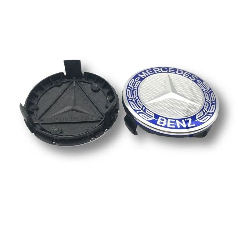 Mercedes-Benz 75mm 4-Stücke Nabendeckel - Blau (A1714000125 5337)