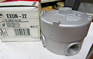 ✌️NEW RED DOT EXUN-22 HAZARDOUS LOCATION 4-WAY X CONDUIT BOX, 3/4" NPT ALUMINUM - Picture 1 of 7