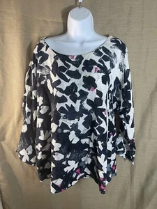 Nic + Zoe Fun Multi Color Print Top L Linen Rayon Blend long sleeve - Picture 1 of 18