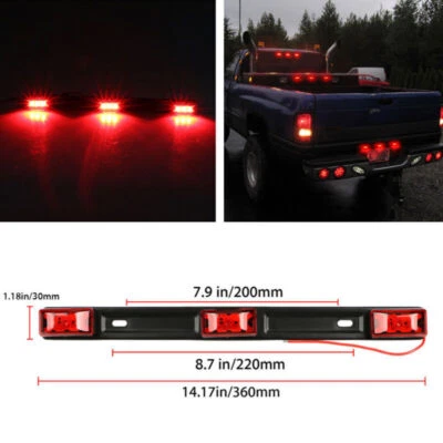 14" Truck Trailer Side Marker Taillight Red LED Light Strip Lamp Bar Waterproof - Image 1 of 4