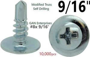 Cabezal de braguero modificado Phillips 8x 9/16 tornillo de listón autoperforante Tek (10.000) a granel - Imagen 1 de 2