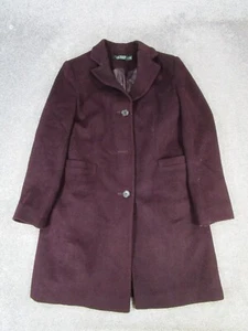 Lauren Ralph Lauren Overcoat Womens 8 Petite Purple Wool * - Picture 1 of 9