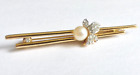 Vintage Attwood And Sawyer Pearl And Crystal Classic Bar Brooch Signed